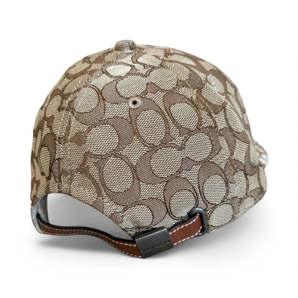 Coach‎ Signature Monogram Canvas Leather Strap Baseball Cap Hat Mens M/L